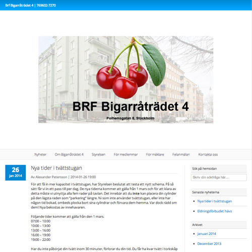 Föreningshemsidan för Brf Bigarråträdet 4